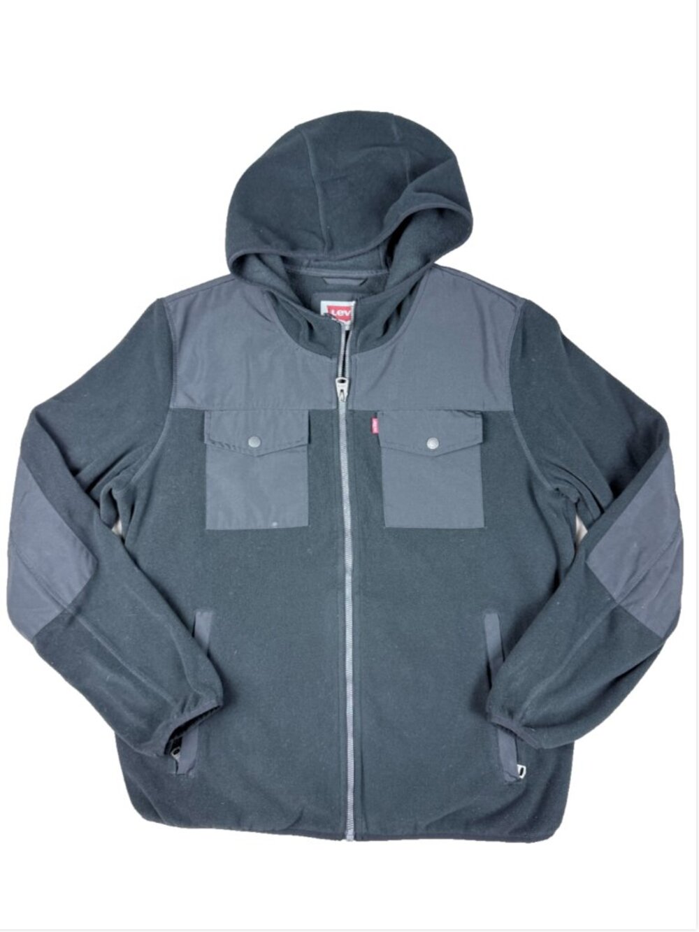 Levi's Men's Hooded Fleece Jacket Size Medium Black Charcoal
